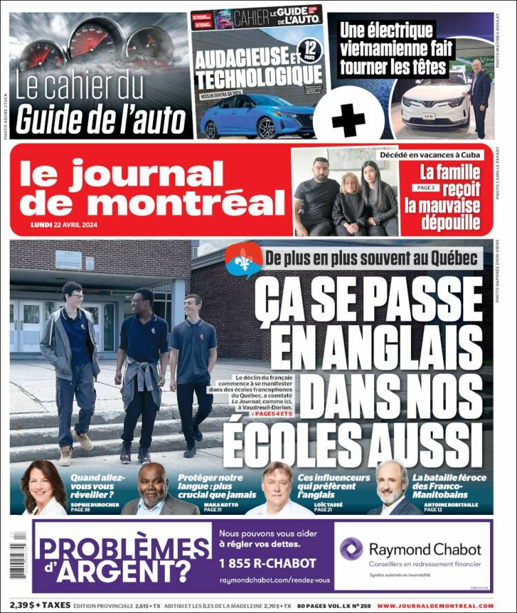 Portada de Le Journal de Montréal (Canadá)