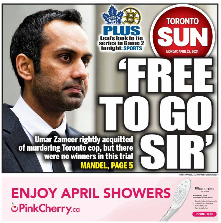 Portada de The Toronto Sun (Canadá)