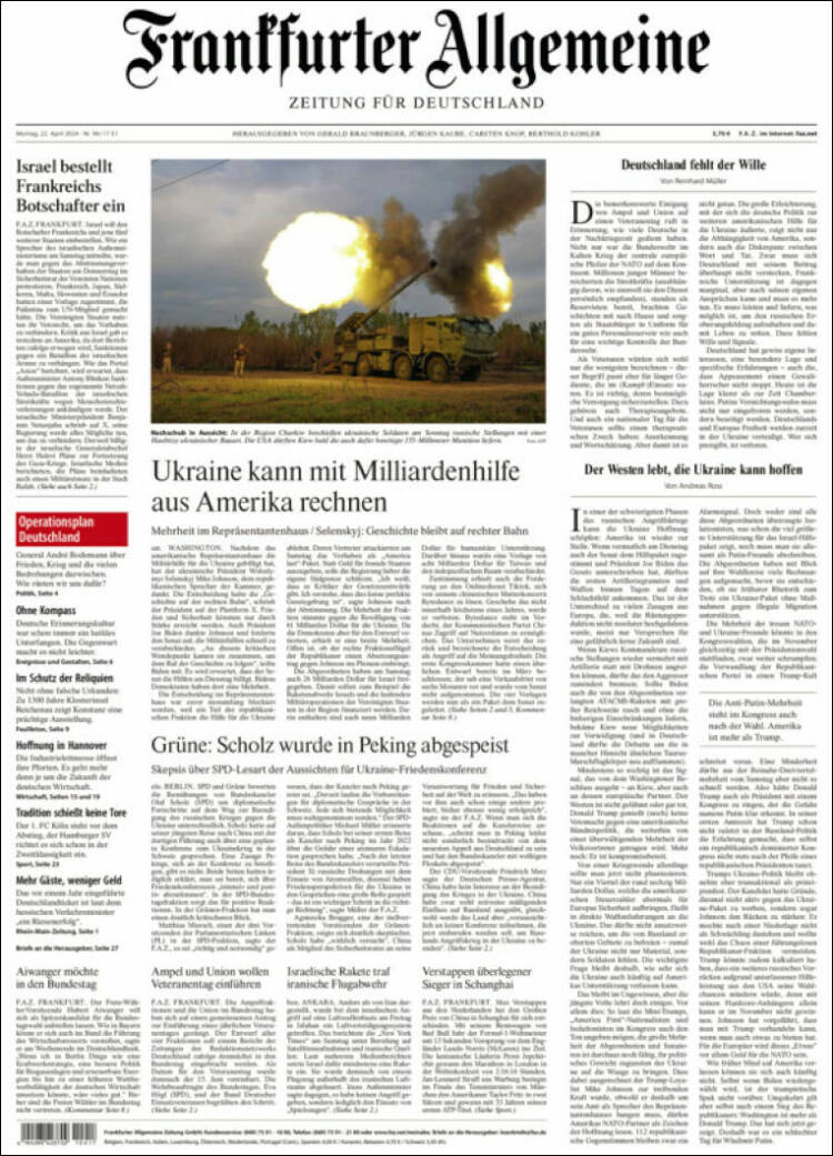 Portada de Frankfurter Allgemeine (Alemania)