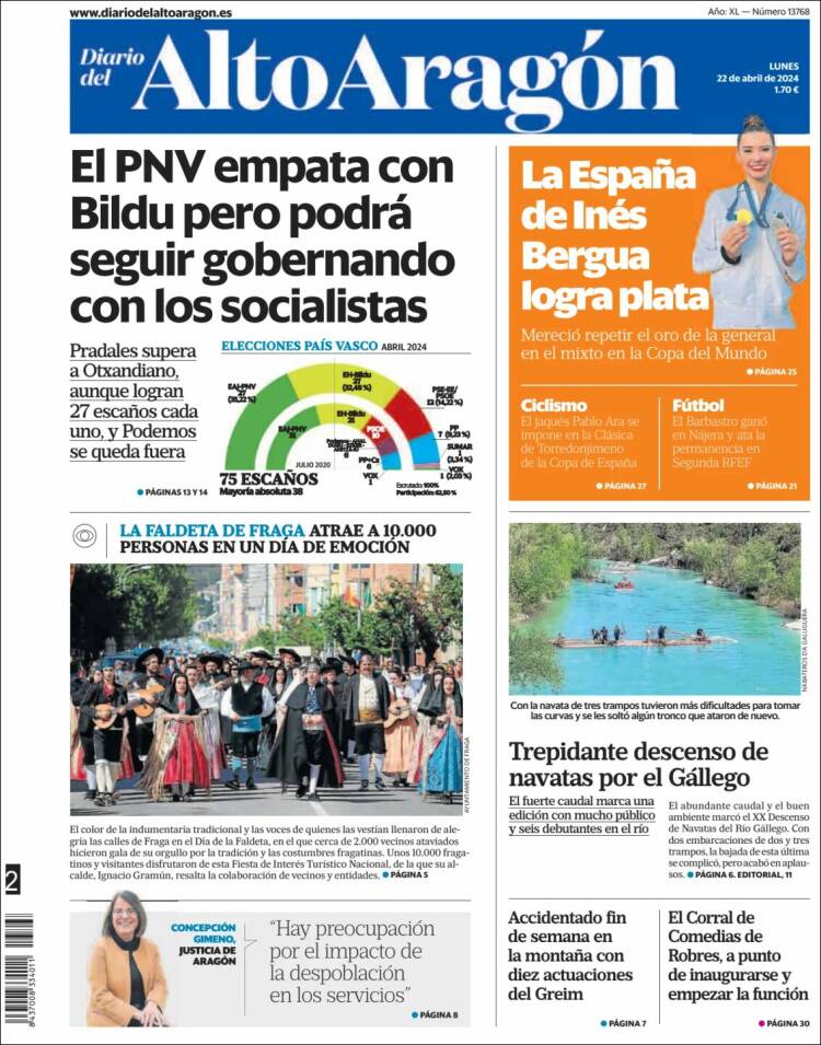 Portada de Diario del AltoAragón (España)