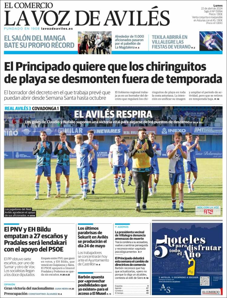 Portada de El Comercio - Avilés (España)