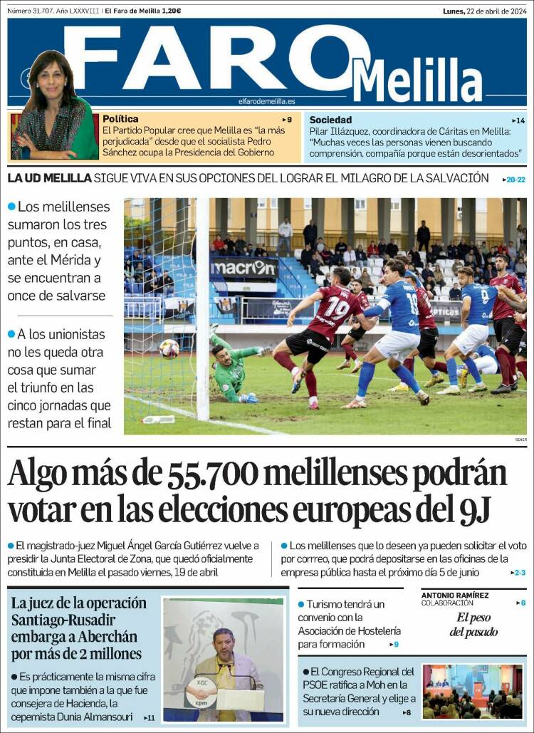 Portada de El Faro de Melilla (España)