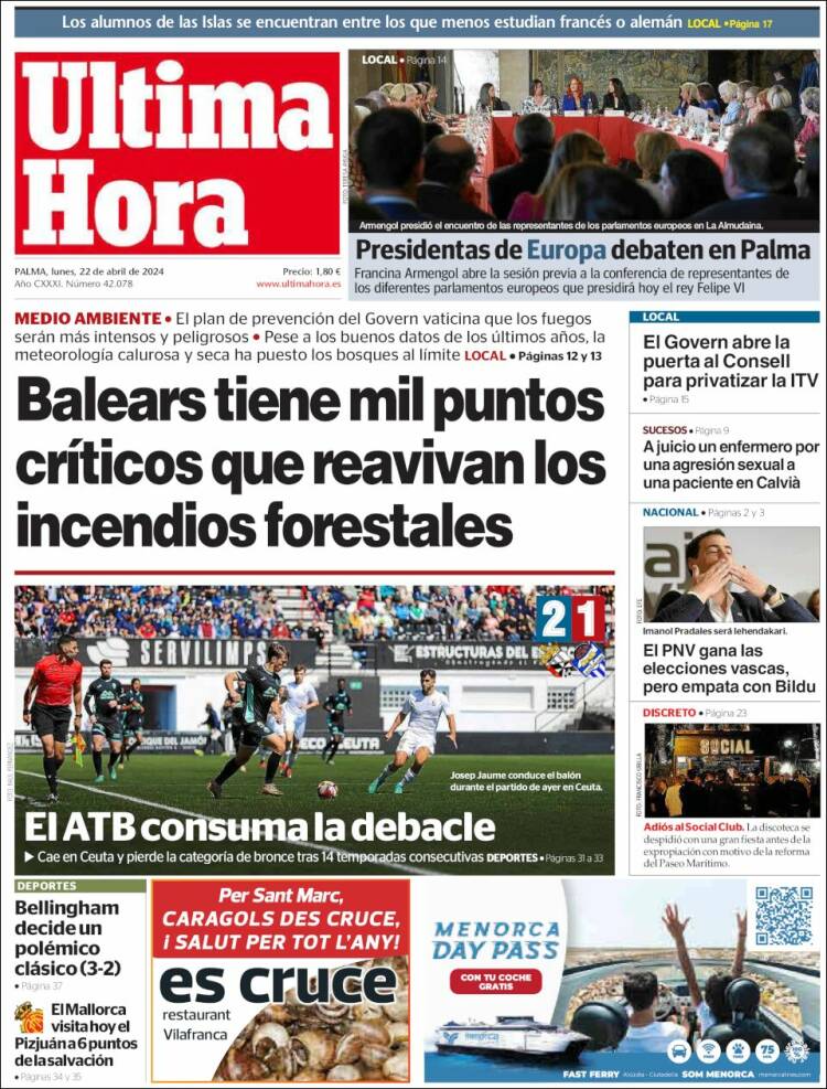 Portada de Última Hora (España)