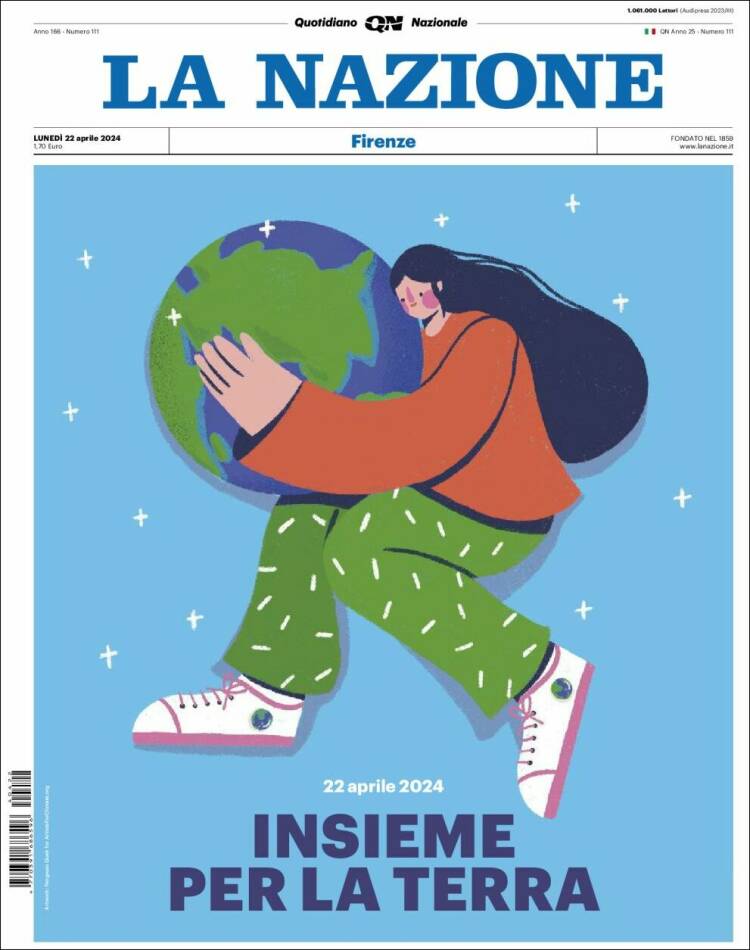 Portada de La Nazione (Italia)