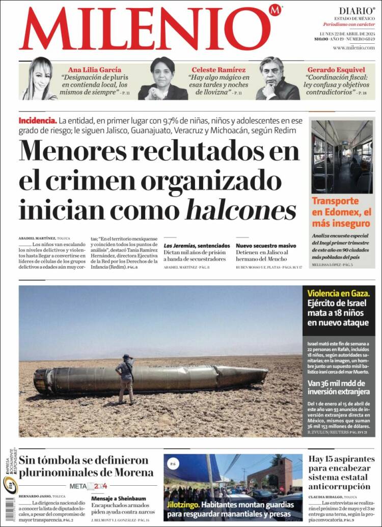 Portada de Milenio - Estado de México (México)