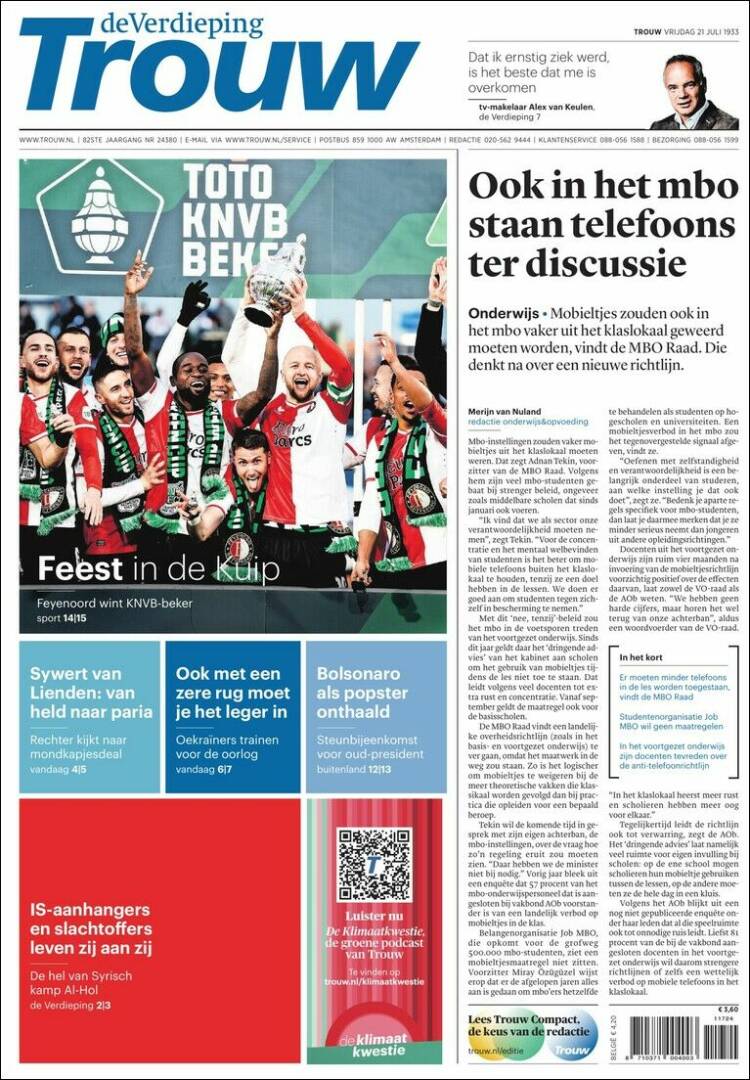 Portada de Trouw (Pa&iacute;ses Bajos)