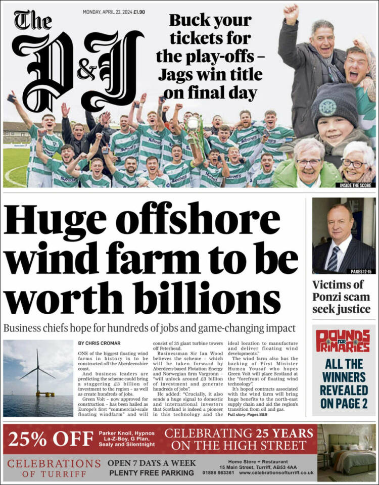 Portada de The Press and Journal (Reino Unido)