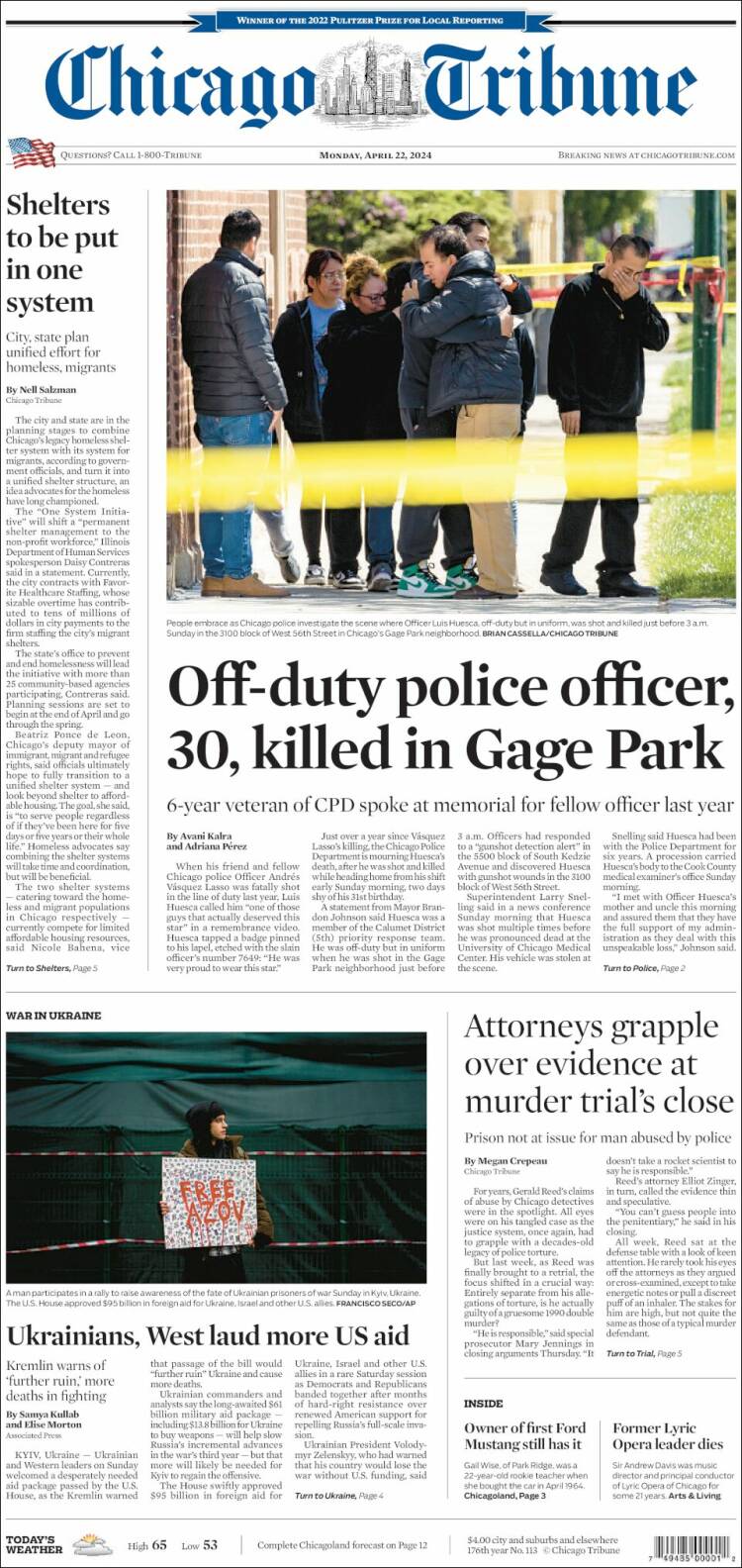 Portada de Chicago Tribune (USA)