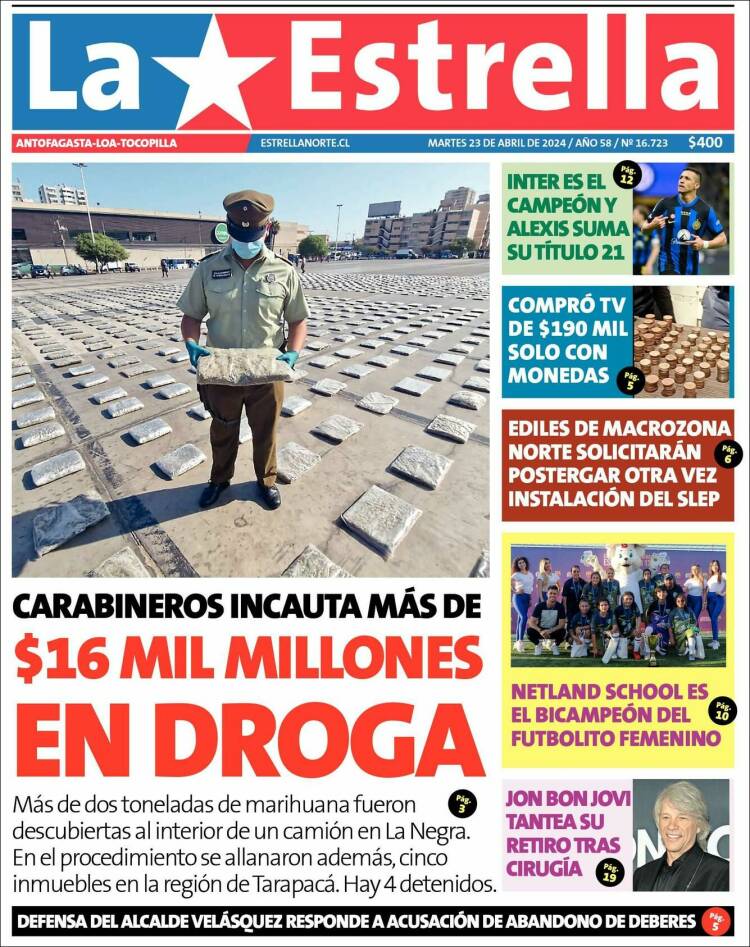 Portada de La Estrella de Loa (Chile)