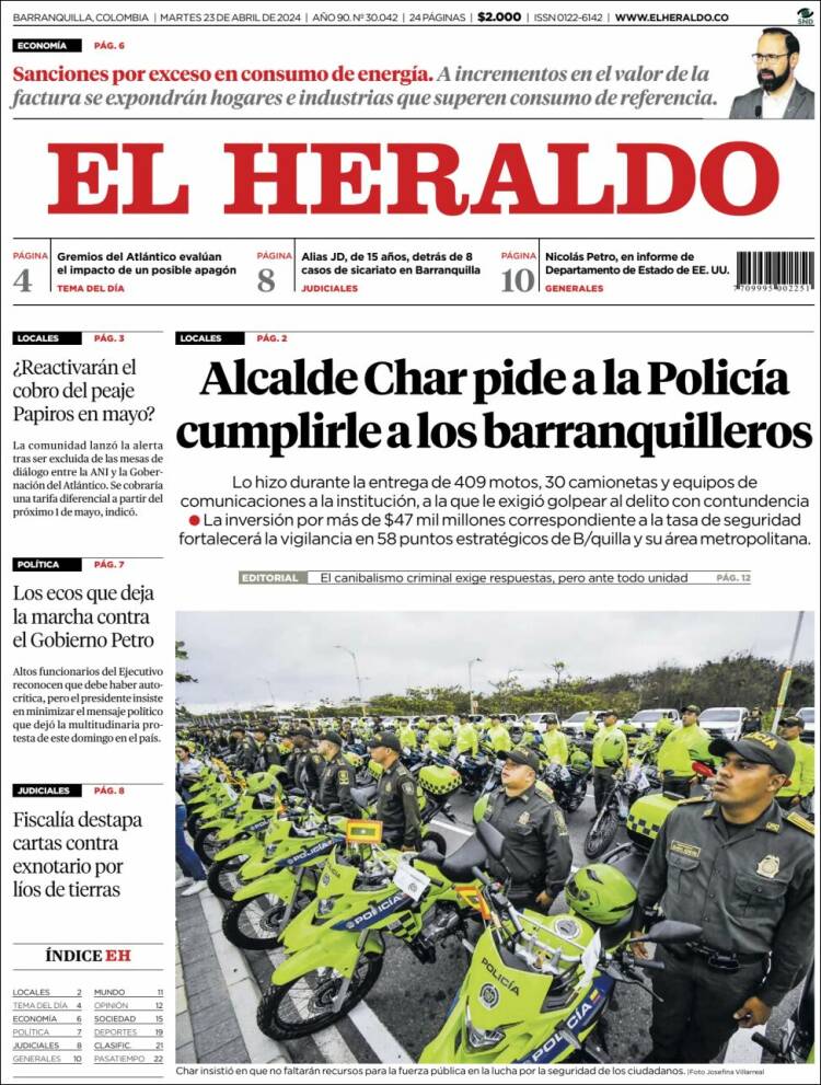 Portada de El Heraldo (Colombia)