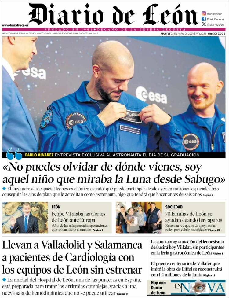 Portada de Diario de León (España)