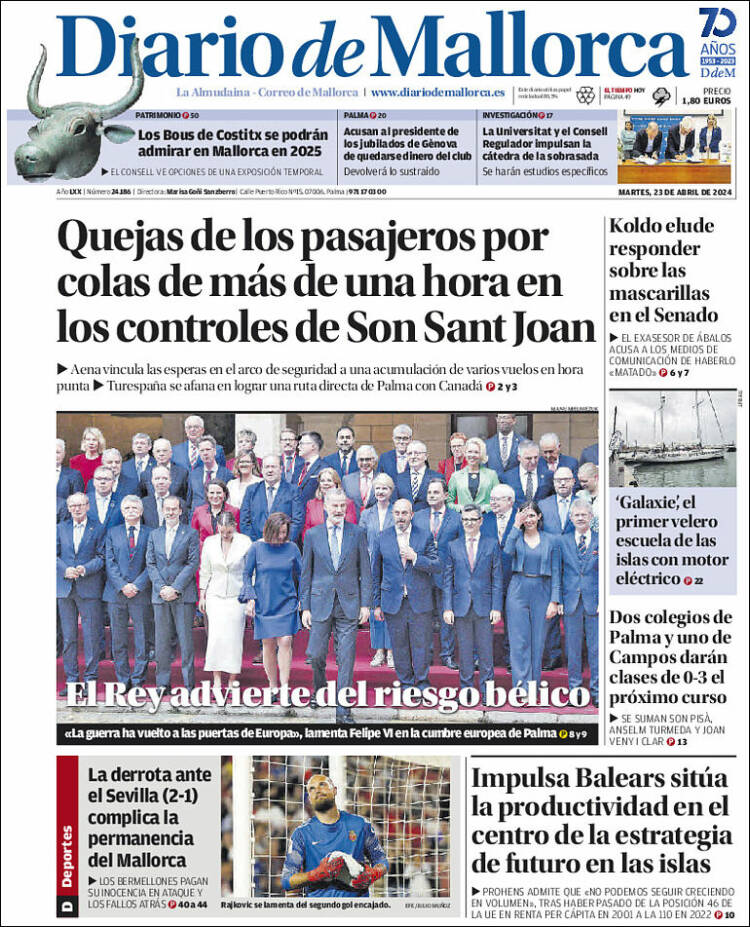 Portada de Diario de Mallorca (España)