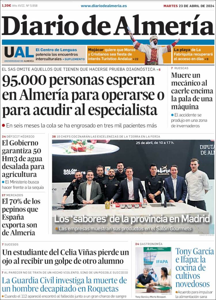 Portada de Diario de Almería (España)