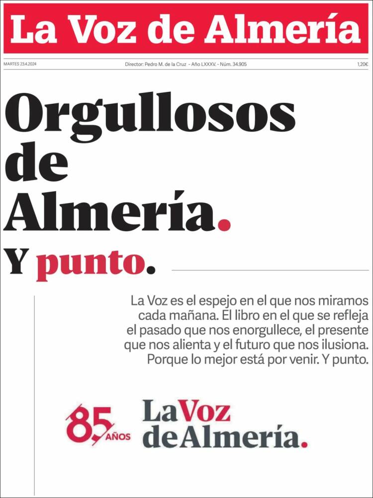 Portada de La Voz de Almería (España)