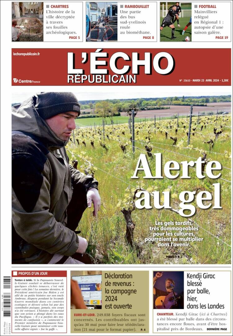 Portada de L'Echo Républicain (Francia)