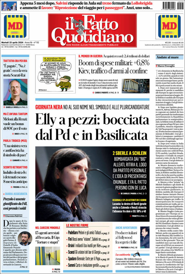 Portada de Il Fatto Quotidiano (Italia)