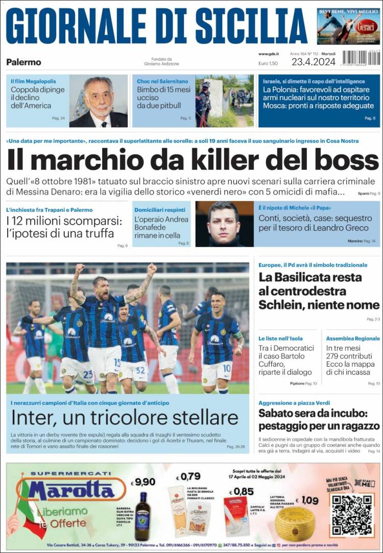 Portada de Giornale di Sicilia (Italia)