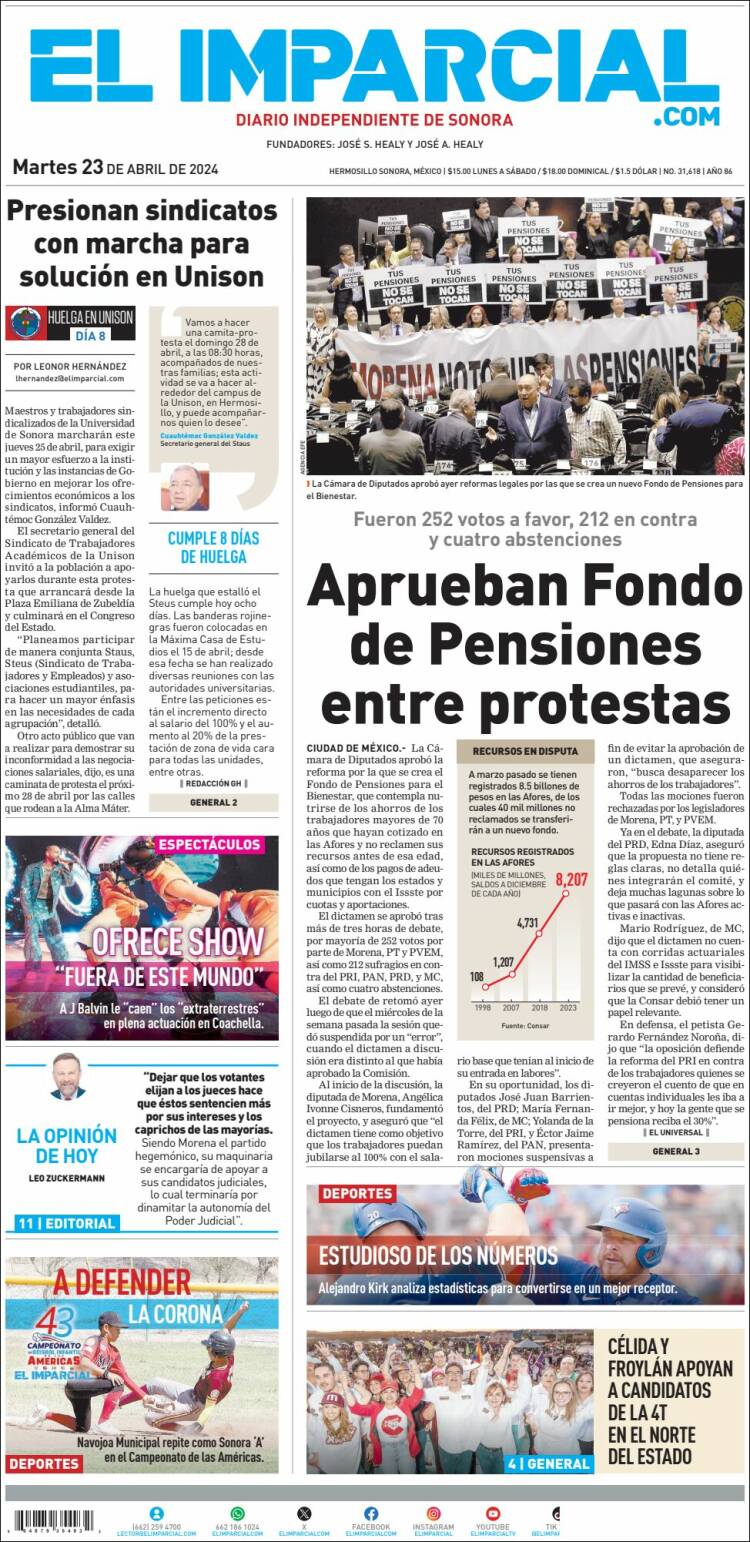 Portada de El Imparcial (M&eacute;xico)