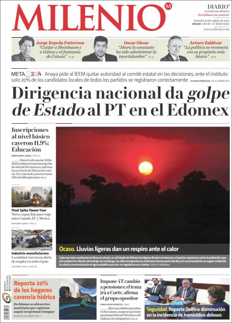Portada de Milenio - Estado de México (M&eacute;xico)