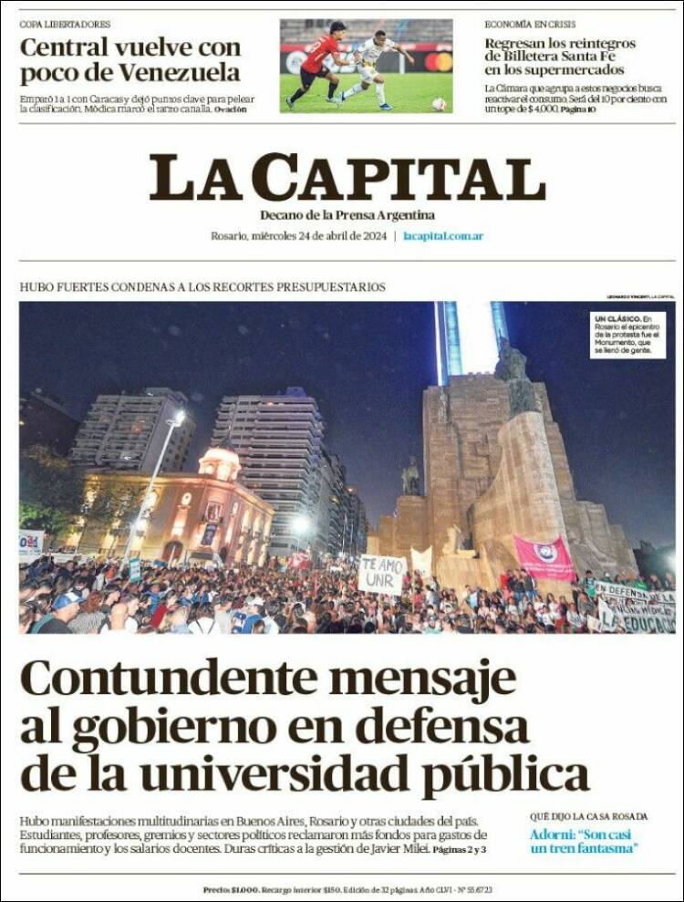 Portada de La Capital - Rosario (Argentina)