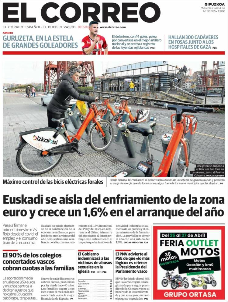 Portada de El Correo - Guipuzcoa (España)