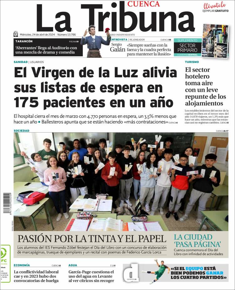 Portada de La Tribuna de Cuenca (España)