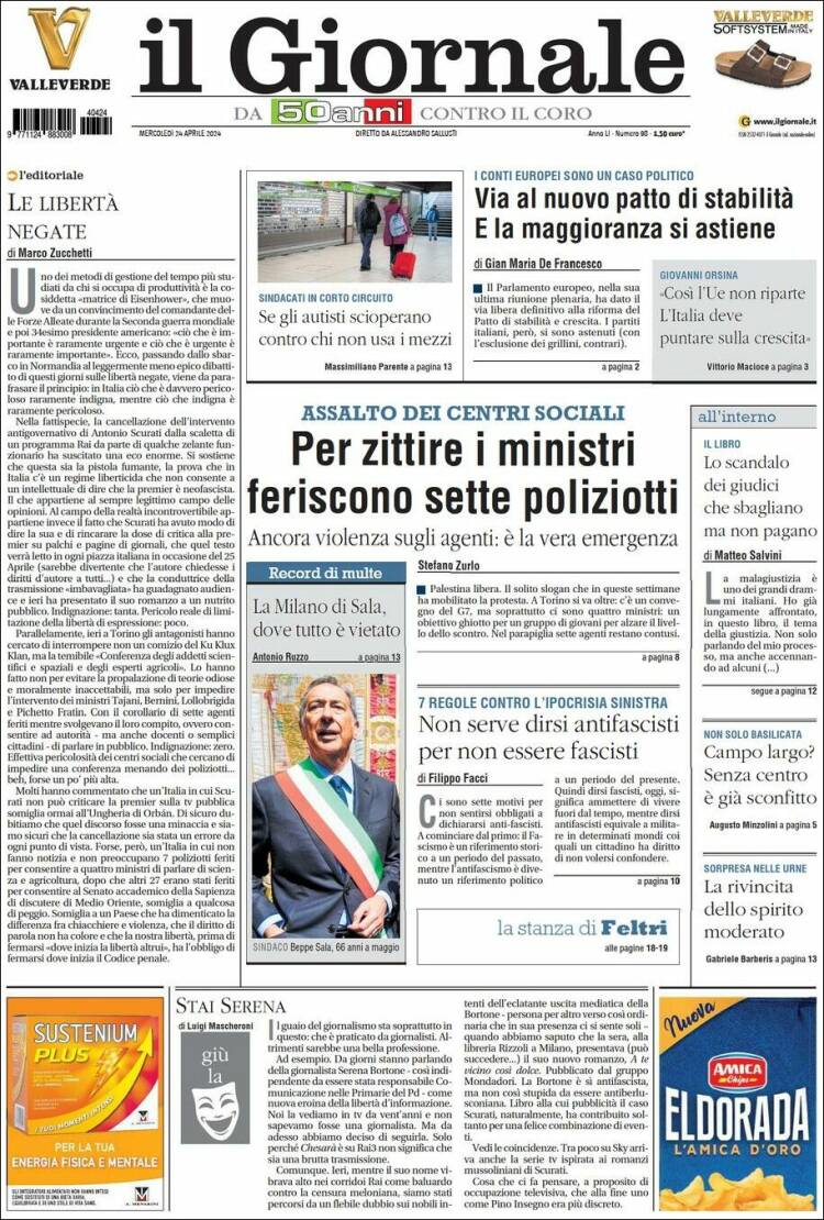 Portada de il Giornale (Italia)