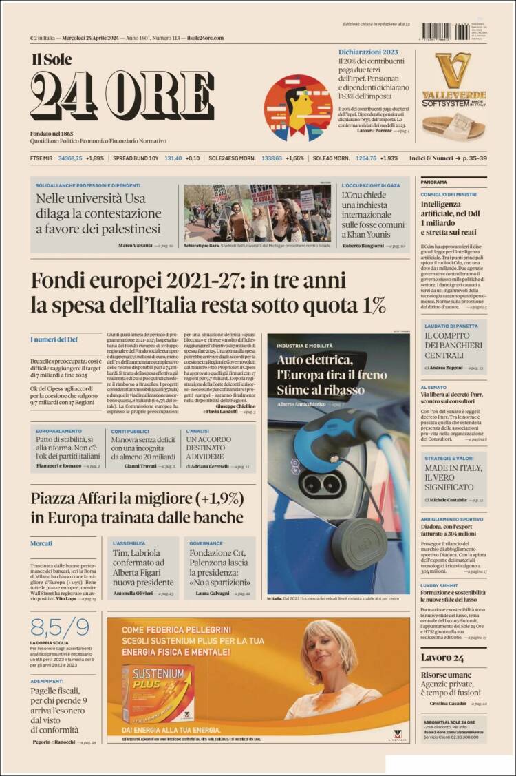 Portada de Il Sole 24 ORE (Italia)