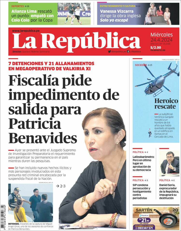 Portada de La Republica (Perú)