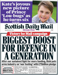 Portada de Scottish Daily Mail (Royaume-Uni)