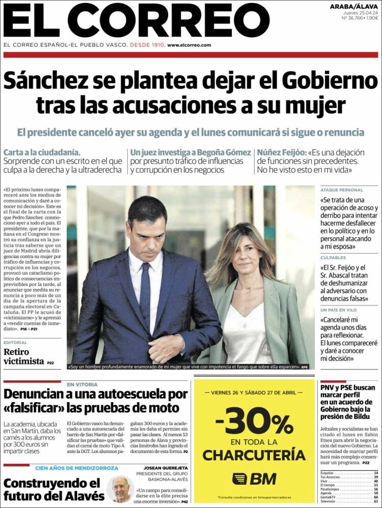 Portada de El Correo - Álava (España)