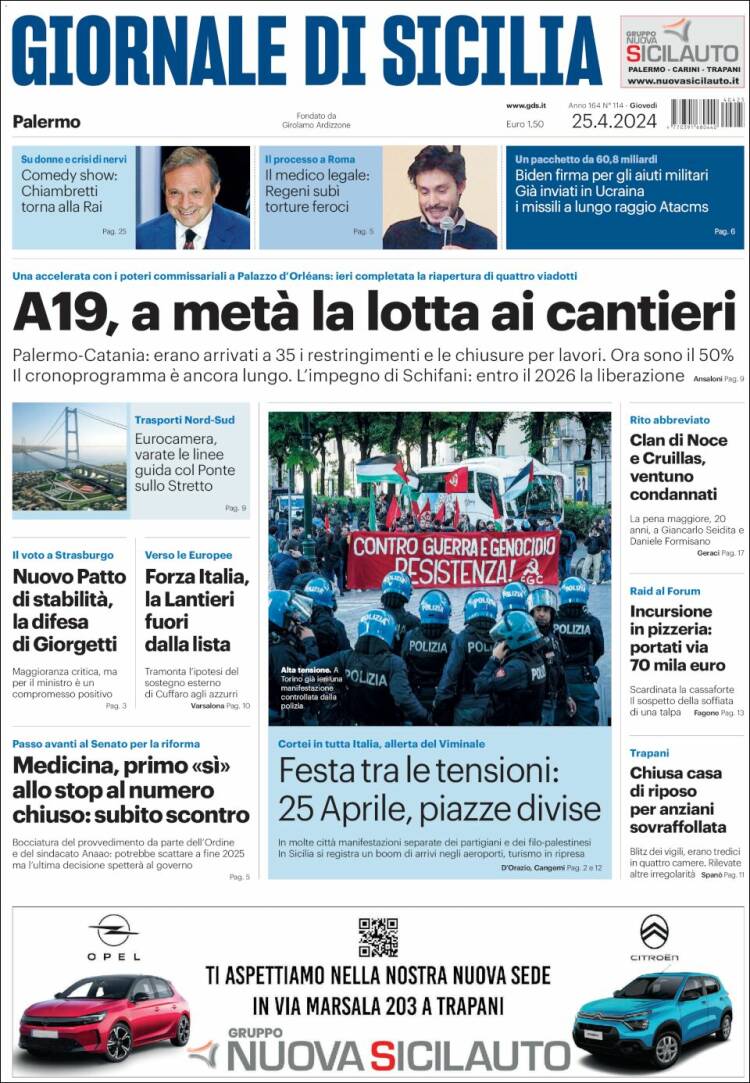 Portada de Giornale di Sicilia (Italia)