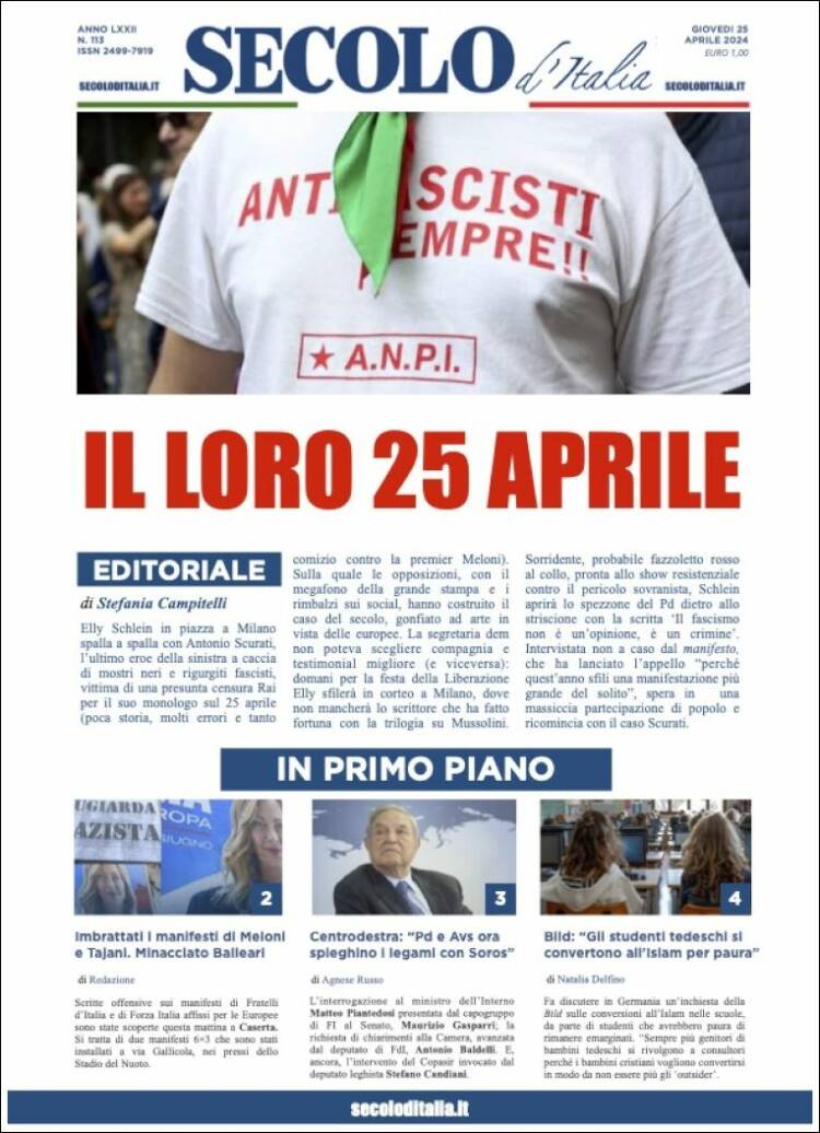 Portada de Secolo d'Italia (Italia)