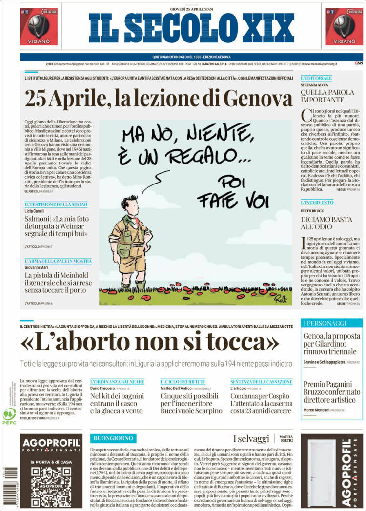 Portada de Il Secolo XIX (Italia)