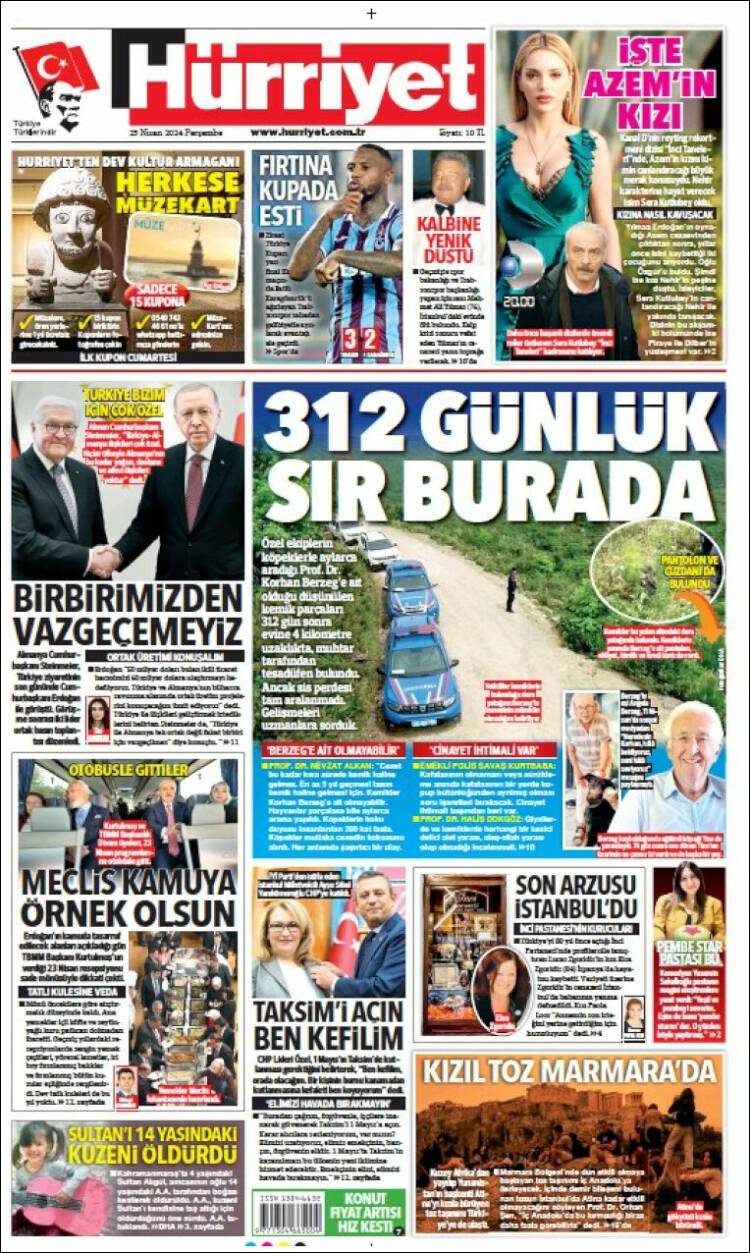Portada de Hürriyet (Turqu&iacute;a)