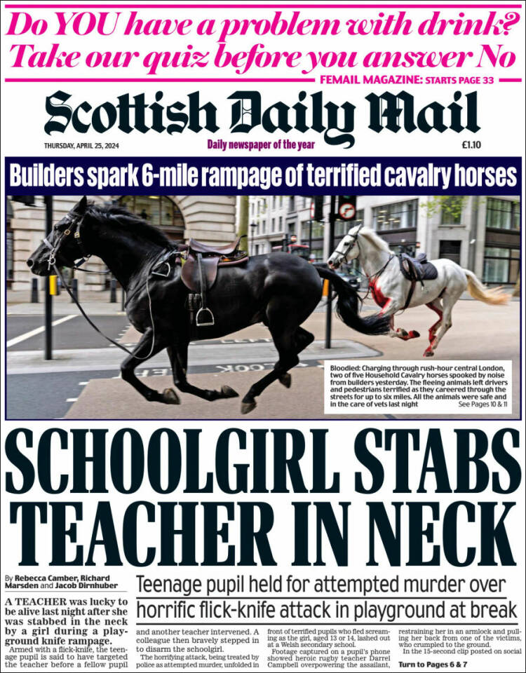 Portada de Scottish Daily Mail (Reino Unido)