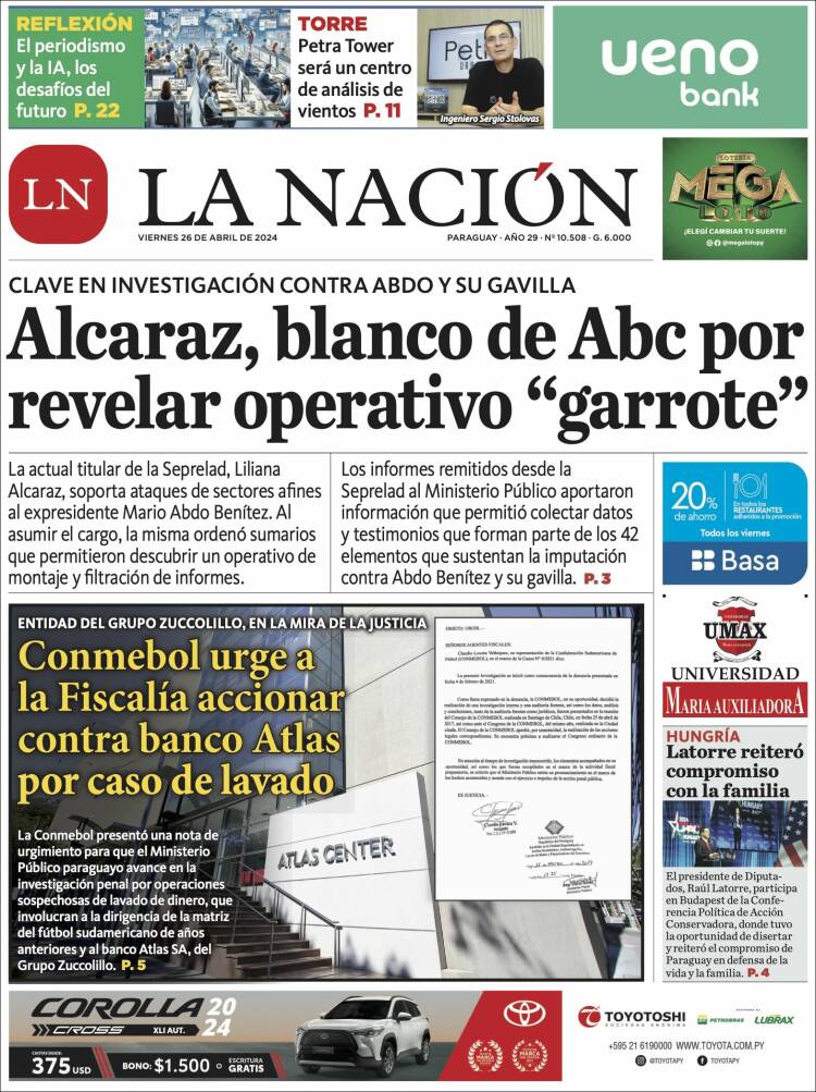 Portada de La Nación (Paraguay)