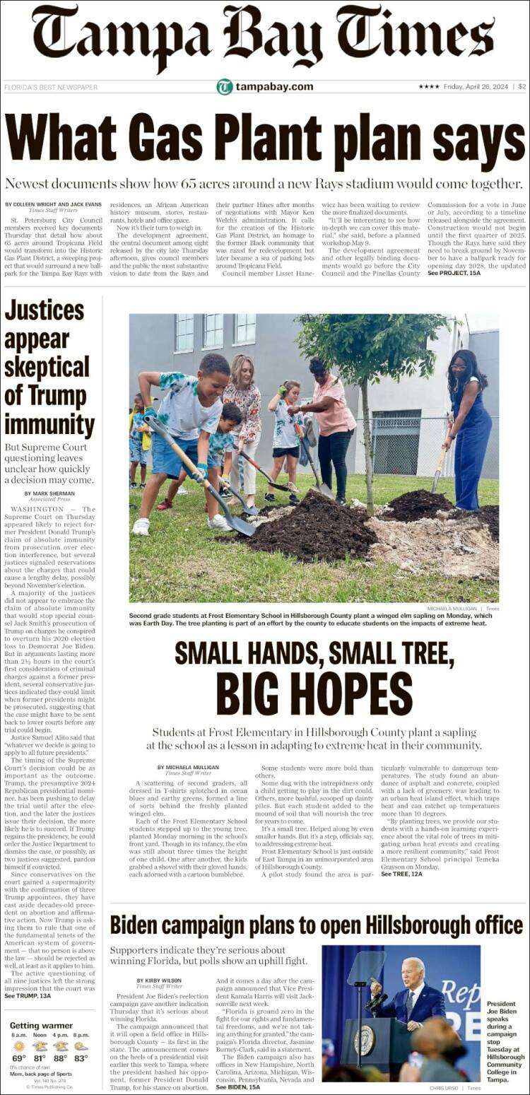 Portada de Tampa Bay Times (USA)