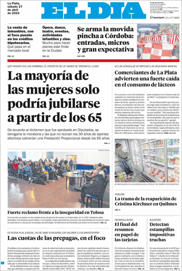 Portada de El Día de la Plata (Argentina)