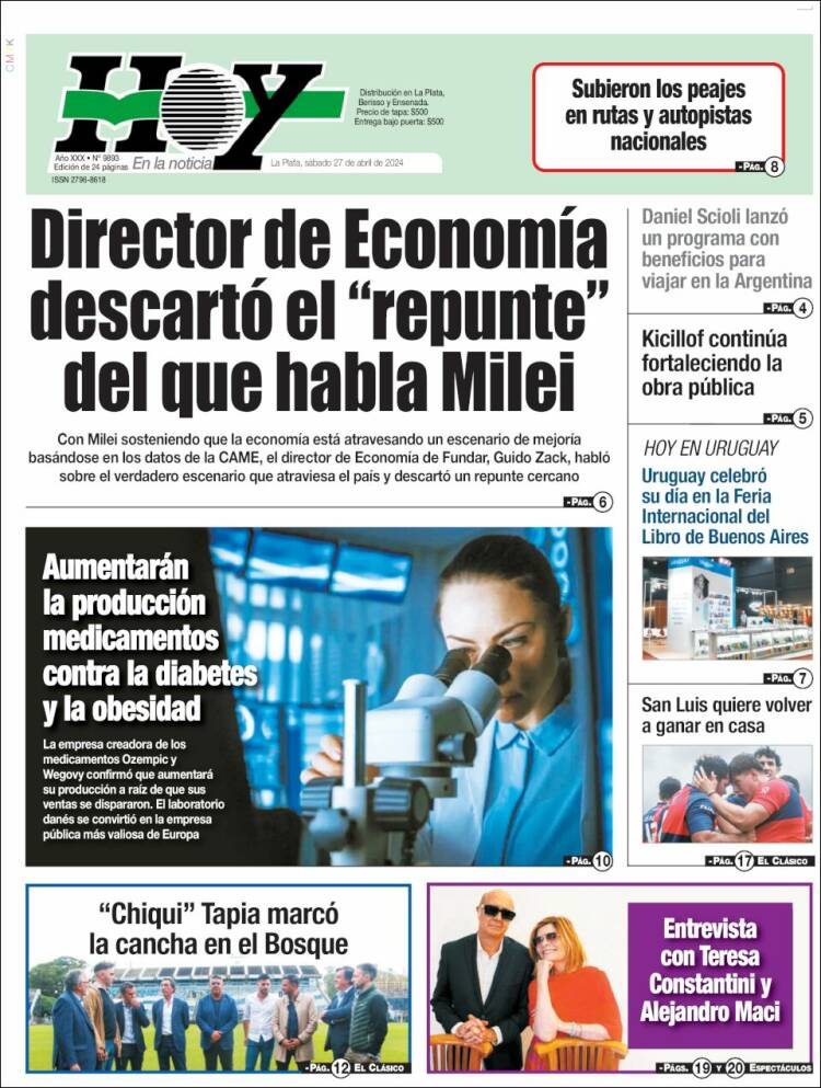 Portada de Diario Hoy (Argentina)