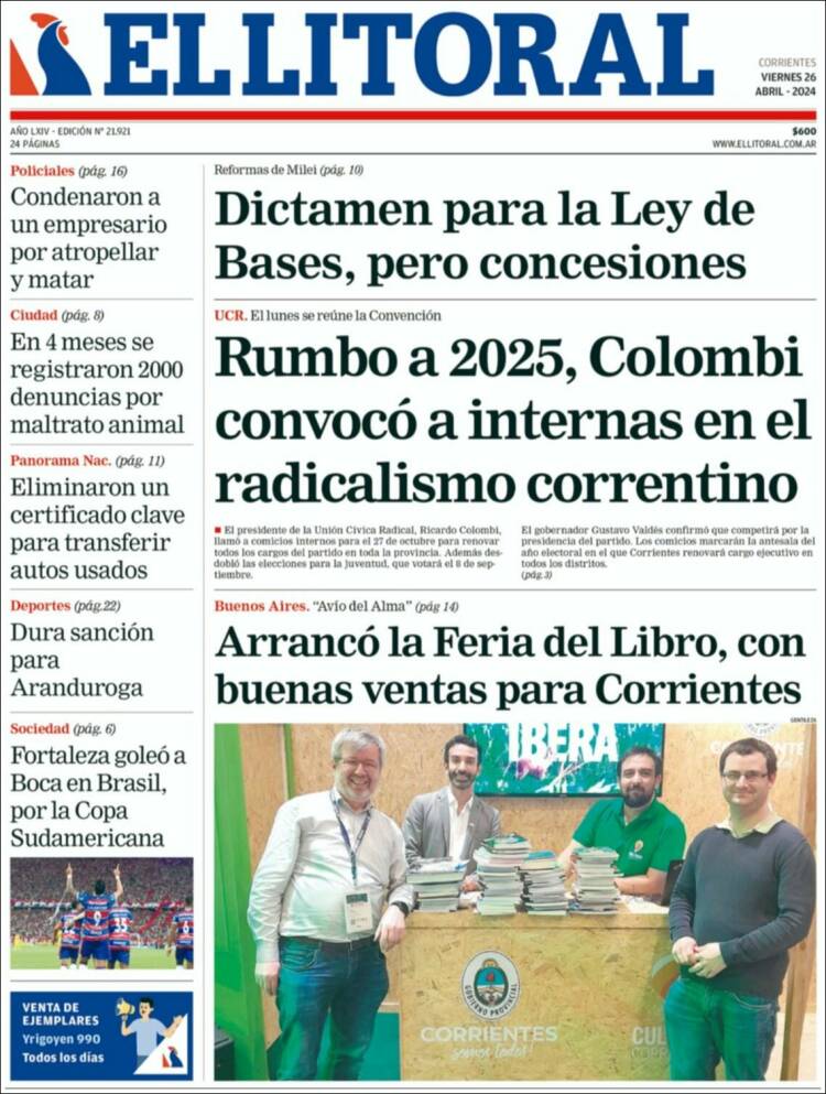 Portada de El Litoral Corrientes (Argentina)