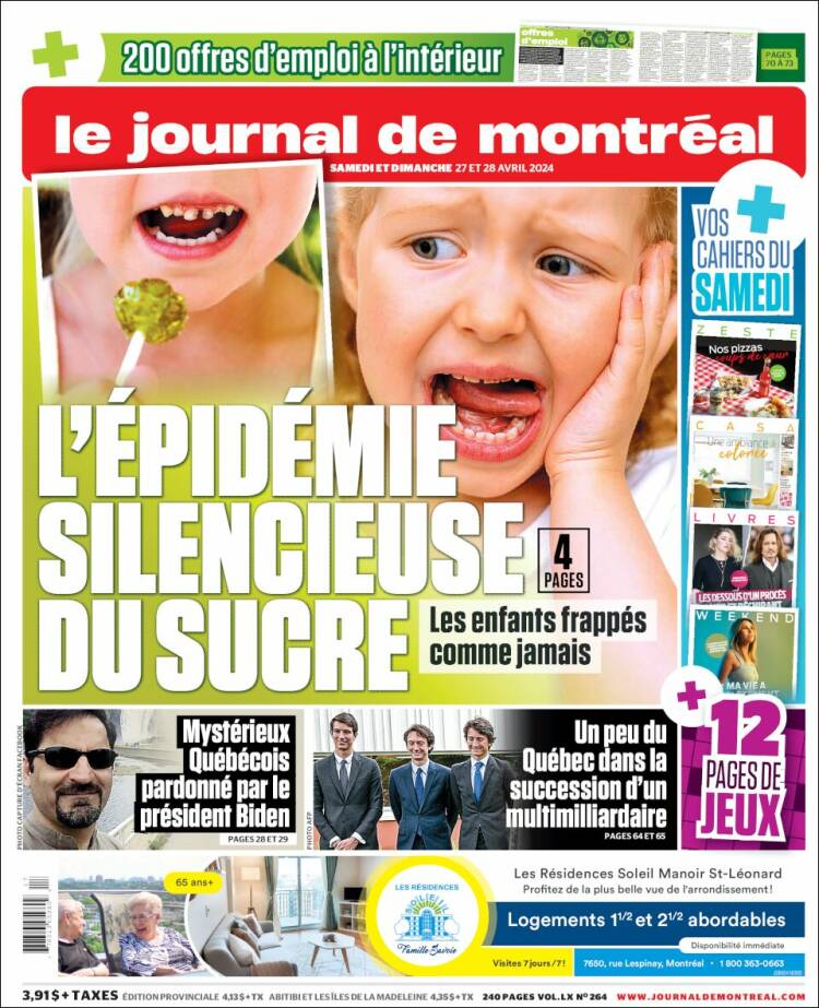 Portada de Le Journal de Montréal (Canadá)