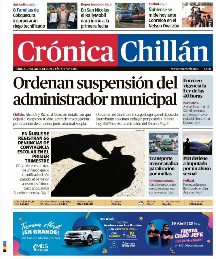 Portada de Crónica Chillán (Chile)