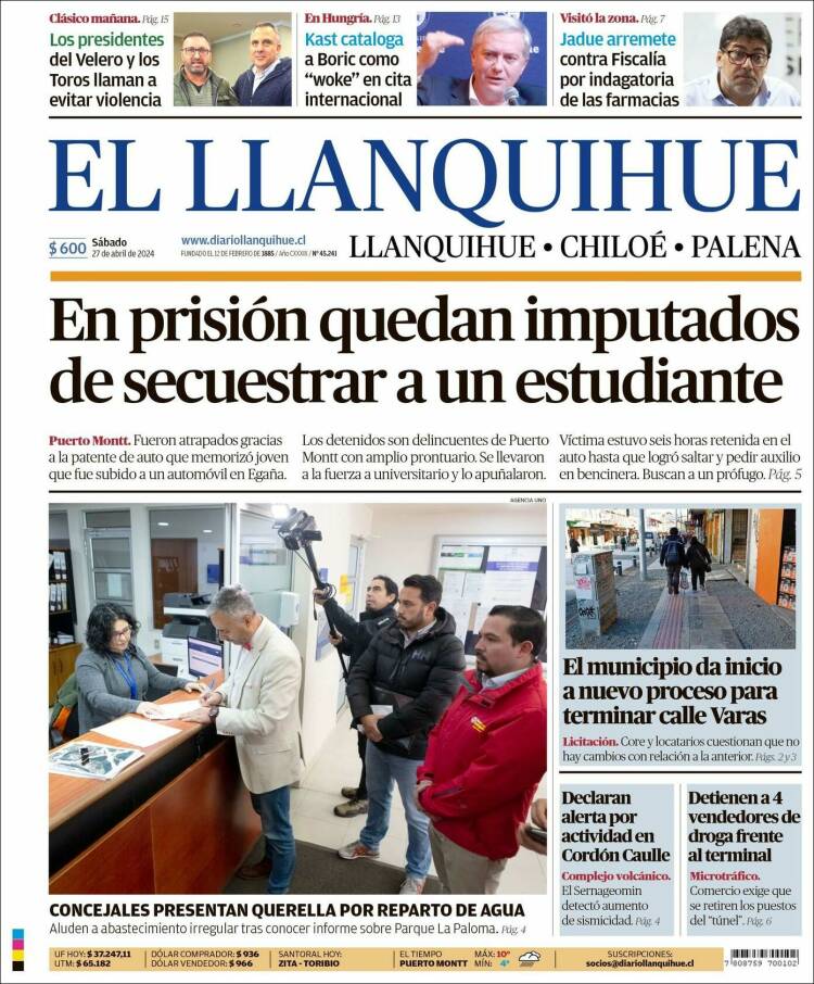 Portada de El Llanquihue (Chile)