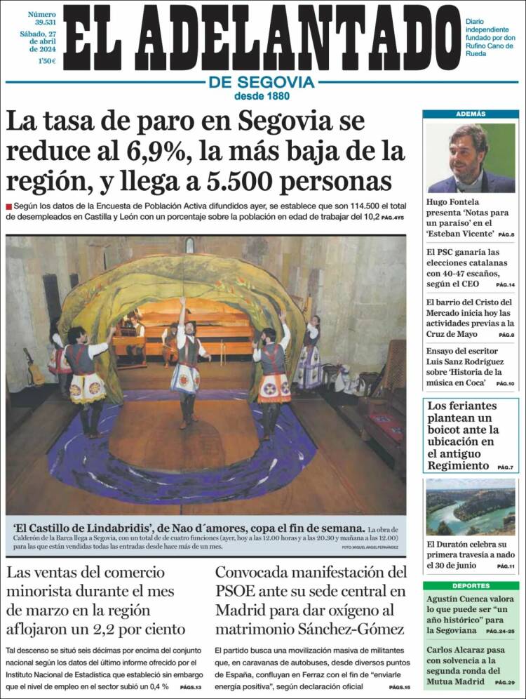 Portada de El Adelantado de Segovia (España)