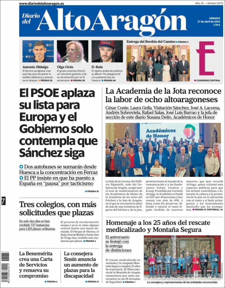 Portada de Diario del AltoAragón (España)