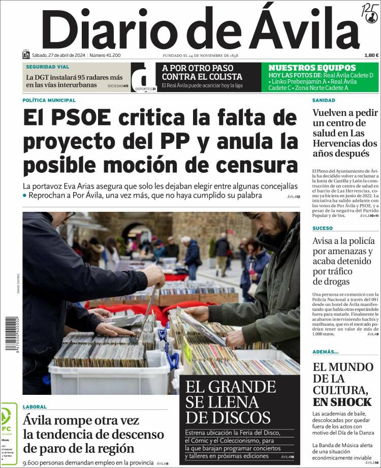 Portada de Diario de Ávila (España)