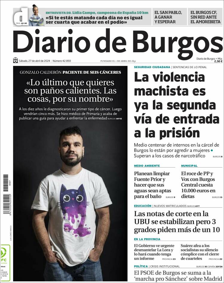 Portada de Diario de Burgos (España)