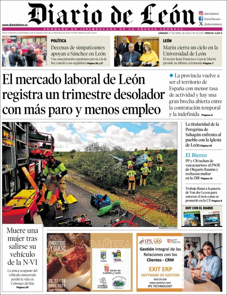 Portada de Diario de León (España)