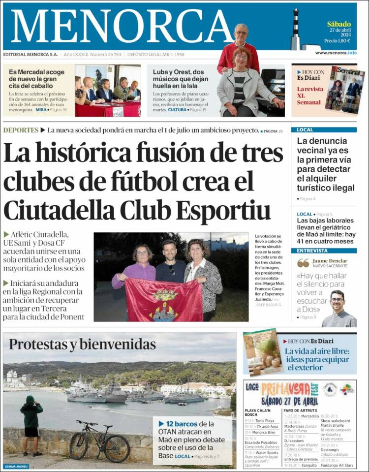 Portada de Menorca - Diario Insular (España)